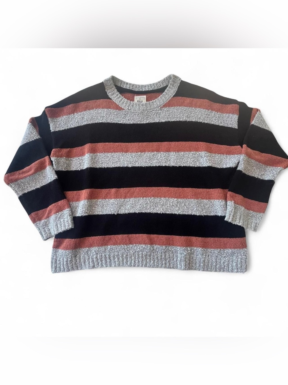 Billabong Striped Crewneck Sweater | Women’s Size M | Cozy Casual Pullover Knit